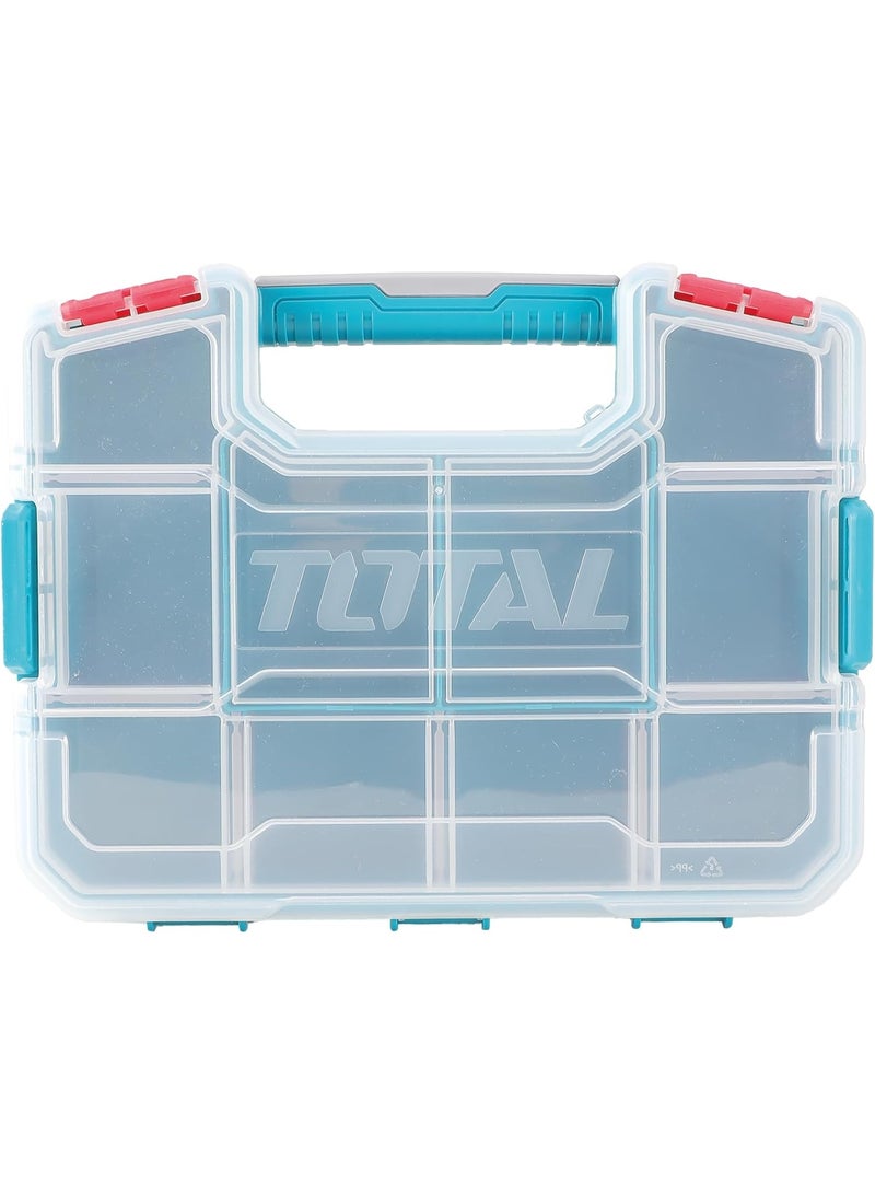 توتال صندوق أدوات بلاستيكي منظم مقاس 12 بوصة بمقبض حمل - علبة تخزين محمولة شديدة التحمل للمسامير والبراغي والأدوات المعدنية والحرف اليدوية والقطع الصغيرة - منظم أدوات متين متعدد الأقسام - Image 1